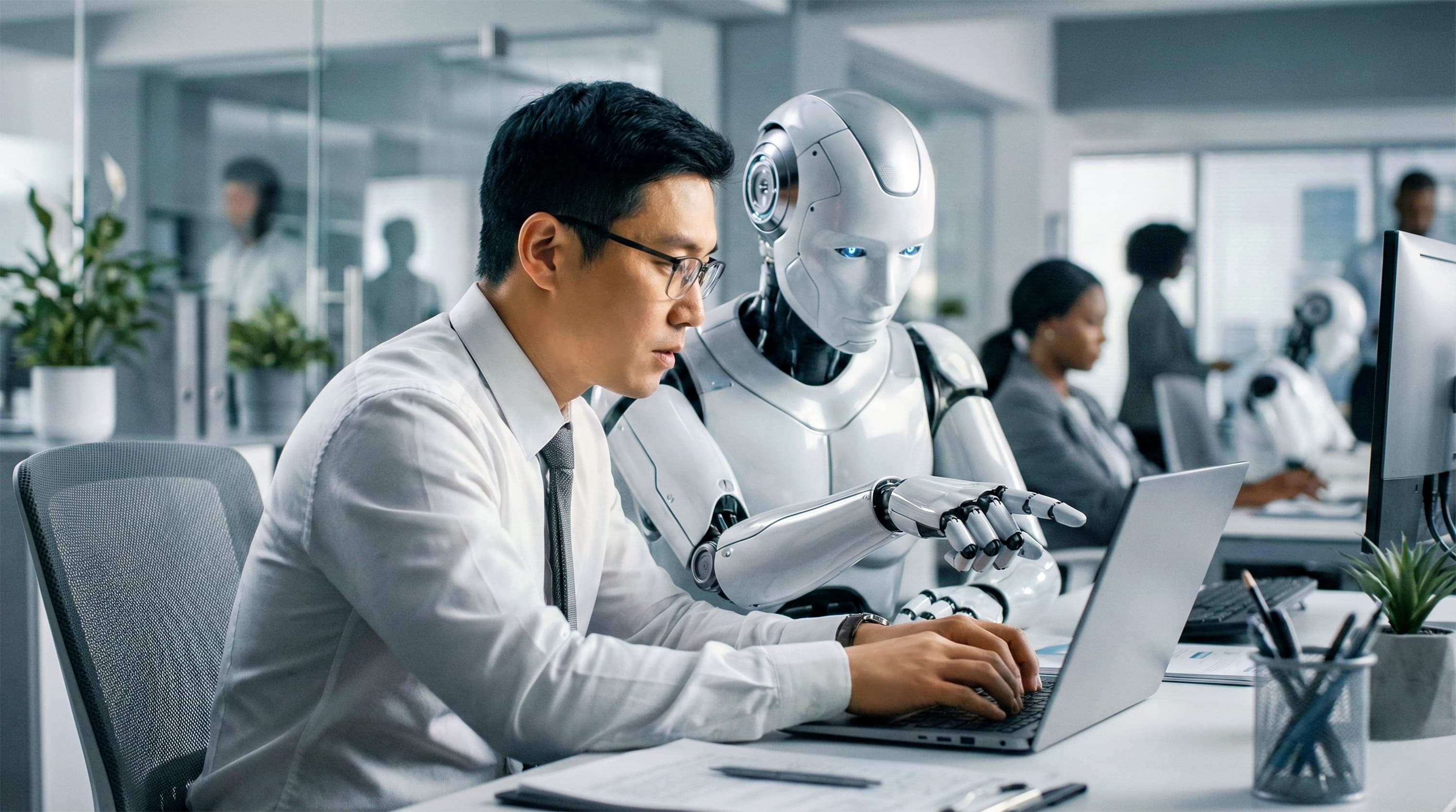AI 감독관과 함께 산업안전을 점검하는 모습